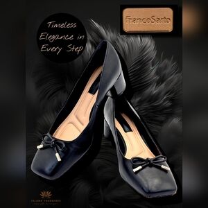 Franco Sarto L-Natalia Size US 8M | EU 38.5Women Black Leather Pumps Bow Detail